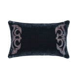 HiEnd Accents Stella Boot Stitch Faux Silk Velvet Lumbar Pillow FB6800P3-OS-MB Midnight Blue Shell: 70% rayon, 30% nylon; Fill: 100% waterfowl feathers 14 x 24 x 4