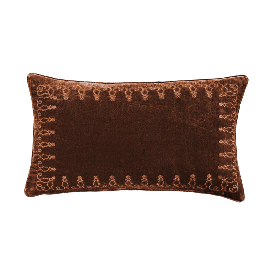 HiEnd Accents Stella Faux Silk Velvet Embroidered Lumbar Pillow FB6800P6-OS-BK Black Shell: 70% rayon, 30% nylon; Fill: 100% waterfowl feathers 14x24x6
