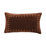 HiEnd Accents Stella Faux Silk Velvet Embroidered Lumbar Pillow FB6800P6-OS-CB Copper Brown Shell: 70% rayon, 30% nylon; Fill: 100% waterfowl feathers 14x24x6