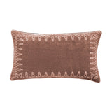 HiEnd Accents Stella Faux Silk Velvet Embroidered Lumbar Pillow FB6800P6-OS-DR Dusty Rose Shell: 70% rayon, 30% nylon; Fill: 100% waterfowl feathers 14x24x6