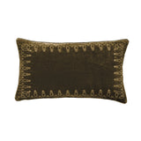 HiEnd Accents Stella Faux Silk Velvet Embroidered Lumbar Pillow FB6800P6-OS-GO Green Ochre Shell: 70% rayon, 30% nylon; Fill: 100% waterfowl feathers 14x24x6