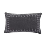 HiEnd Accents Stella Faux Silk Velvet Embroidered Lumbar Pillow FB6800P6-OS-SL Slate Shell: 70% rayon, 30% nylon; Fill: 100% waterfowl feathers 14x24x6