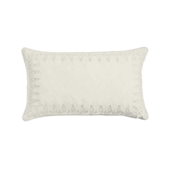 HiEnd Accents Stella Faux Silk Velvet Embroidered Lumbar Pillow FB6800P6-OS-ST Stone Shell: 70% rayon, 30% nylon; Fill: 100% waterfowl feathers 14x24x6