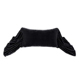 HiEnd Accents Stella Faux Silk Velvet Long Ruffled Pillow FB6800P7-OS-BK Black Shell: 70% rayon, 30% nylon; Fill: 100% waterfowl feathers 26x14x6