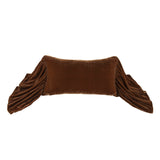 HiEnd Accents Stella Faux Silk Velvet Long Ruffled Pillow FB6800P7-OS-CB Copper Brown Shell: 70% rayon, 30% nylon; Fill: 100% waterfowl feathers 26x14x6