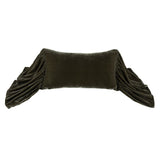 HiEnd Accents Stella Faux Silk Velvet Long Ruffled Pillow FB6800P7-OS-FG Fern Green Shell: 70% rayon, 30% nylon; Fill: 100% waterfowl feathers 14.0 x 26.0 x 6.0