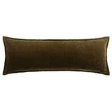 HiEnd Accents Stella Faux Silk Velvet Long Lumbar Pillow FB6800P9-OS-GO Green Ochre Shell: 70% rayon, 30% nylon; Fill: 100% waterfowl feathers 14x42