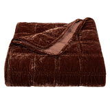 HiEnd Accents Stella Faux Silk Velvet Double Box Stitch Throw FB6800TH-OS-CB Copper Brown Face: 70% rayon, 30% nylon; Back: 100% cotton; Fill: 100% polyester 50x60