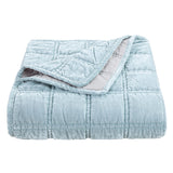 HiEnd Accents Stella Faux Silk Velvet Double Box Stitch Throw FB6800TH-OS-IB Icy Blue Face: 70% rayon, 30% nylon; Back: 100% cotton; Fill: 100% polyester 50x60