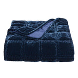 HiEnd Accents Stella Faux Silk Velvet Double Box Stitch Throw FB6800TH-OS-MB Midnight Blue Face: 70% rayon, 30% nylon; Back: 100% cotton; Fill: 100% polyester 50x60