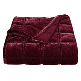 HiEnd Accents Stella Faux Silk Velvet Double Box Stitch Throw FB6800TH-OS-RD Garnet Red Face: 70% rayon, 30% nylon; Back: 100% cotton; Fill: 100% polyester 50x60