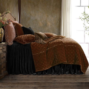 HiEnd Accents Stella Faux Silk Velvet Bedspread Set FB6900-KG-BK Black 70% rayon, 30% nylon 78x80x33