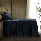 HiEnd Accents Stella Faux Silk Velvet Bedspread Set FB6900-QN-MB Midnight Blue 70% rayon, 30% nylon 60x80x33