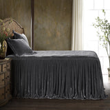 HiEnd Accents Stella Faux Silk Velvet Bedspread Set FB6900-QN-SL Slate 70% rayon, 30% nylon 60x80x33