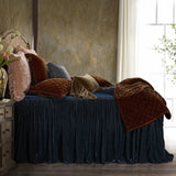HiEnd Accents Stella Faux Silk Velvet Bedspread Set FB6900-TW-MB Midnight Blue 70% rayon, 30% nylon 39x76x33