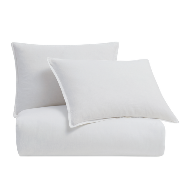 HiEnd Accents 100% French Flax Linen Reversible Duvet Cover Set FB7100DS-SK-WH White Duvet Cover - Face and Back: 100% linen. Pillow Sham - Face and Back: 100% linen. 110x96