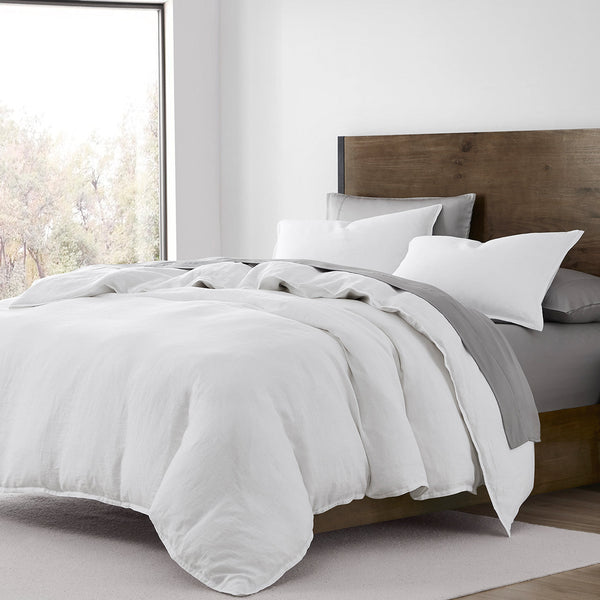 HiEnd Accents 100% French Flax Linen Reversible Duvet Cover Set FB7100DS-SQ-WH White Duvet Cover - Face and Back: 100% linen. Pillow Sham - Face and Back: 100% linen. 92x96