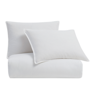 HiEnd Accents 100% French Flax Linen Reversible Duvet Cover Set FB7100DS-SQ-WH White Duvet Cover - Face and Back: 100% linen. Pillow Sham - Face and Back: 100% linen. 92x96