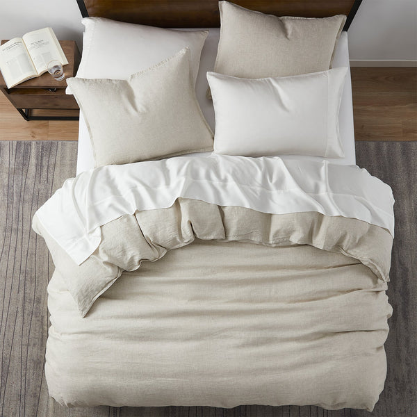 HiEnd Accents 100% French Flax Linen Reversible Duvet Cover Set FB7100DS-TW-NT Natural 100% linen 68 x 88