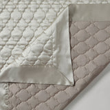 HiEnd Accents High Shine Satin Quilt FB7135-SK-CN Champagne Face: 52% viscose, 48% polyester; Back: 100% cotton; Fill: 100% polyester 110x96