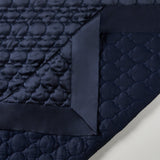 HiEnd Accents High Shine Satin Quilt FB7135-SK-NA Navy Face: 52% viscose, 48% polyester; Back: 100% cotton; Fill: 100% polyester 110x96