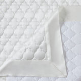 HiEnd Accents High Shine Satin Quilt FB7135-SK-WH White Face: 52% viscose, 48% polyester; Back: 100% cotton; Fill: 100% polyester 110x96