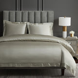 HiEnd Accents High Shine Satin Duvet Cover Set FB7136DS-SK-CN Champagne Duvet Cover - Face: 52% viscose, 48% polyester; Back: 100% cotton. Pillow Sham - Face and Back: 52% viscose, 48% polyester. 110x96