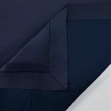 HiEnd Accents High Shine Satin Duvet Cover Set FB7136DS-SK-NA Navy Duvet Cover - Face: 52% viscose, 48% polyester; Back: 100% cotton. Pillow Sham - Face and Back: 52% viscose, 48% polyester. 110x96