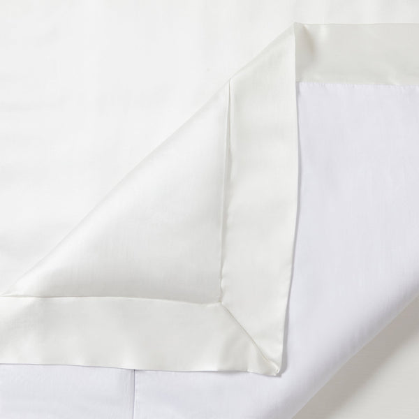 HiEnd Accents High Shine Satin Duvet Cover Set FB7136DS-SK-WH White Duvet Cover - Face: 52% viscose, 48% polyester; Back: 100% cotton. Pillow Sham - Face and Back: 52% viscose, 48% polyester. 110x96