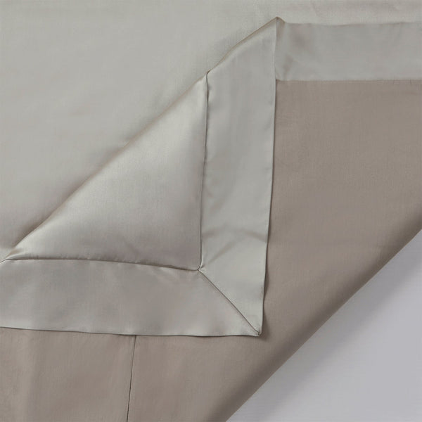 HiEnd Accents High Shine Satin Duvet Cover Set FB7136DS-SQ-CN Champagne Duvet Cover - Face: 52% viscose, 48% polyester; Back: 100% cotton. Pillow Sham - Face and Back: 52% viscose, 48% polyester. 92x96