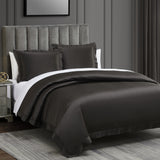 HiEnd Accents High Shine Satin Duvet Cover Set FB7136DS-SQ-EP Espresso Duvet Cover - Face: 52% viscose, 48% polyester; Back: 100% cotton. Pillow Sham - Face and Back: 52% viscose, 48% polyester. 92x96