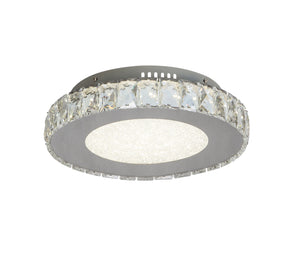 Bethel Chrome LED Flush Mount in Stainless Steel & Crystal