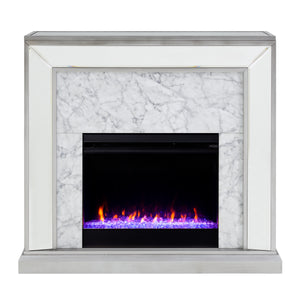 Sei Furniture Trandling Mirrored Faux Stone Fireplace With Color Changing Firebox Fc1027359