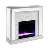 Sei Furniture Trandling Mirrored Faux Stone Fireplace With Color Changing Firebox Fc1027359