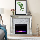 Sei Furniture Trandling Mirrored Faux Stone Fireplace With Color Changing Firebox Fc1027359