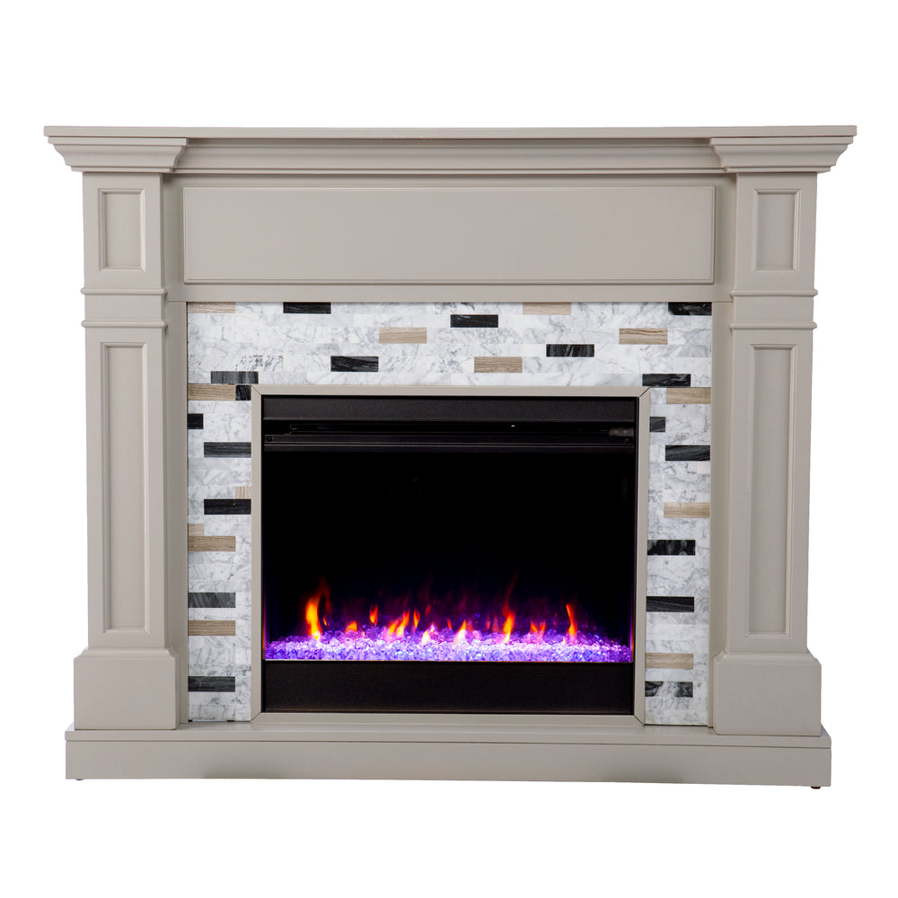 Sei Furniture Birkover Color Changing Electric Fireplace W Marble Surround Fc1096059