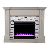 Birkover Color Changing Electric Fireplace w/ Marble Surround