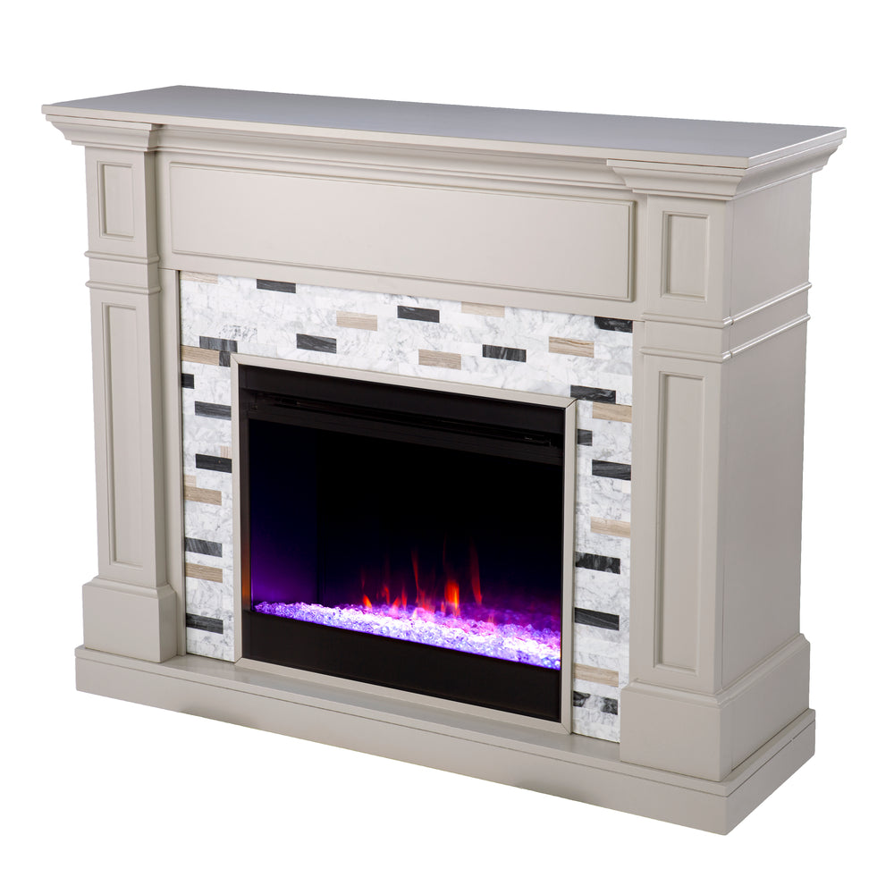 Sei Furniture Birkover Color Changing Electric Fireplace W Marble Surround Fc1096059