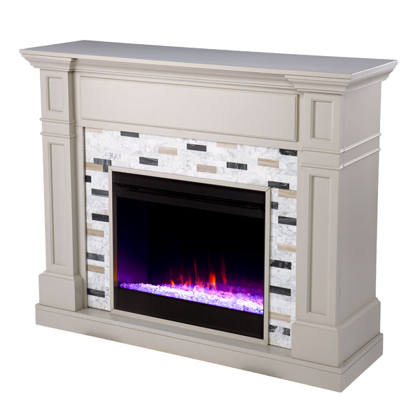 Sei Furniture Birkover Color Changing Electric Fireplace W Marble Surround Fc1096059