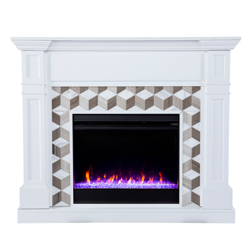 Sei Furniture Darvingmore Color Changing Fireplace W Marble Surround Fc1105059