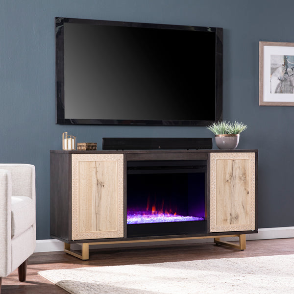Sei Furniture Wilconia Color Changing Fireplace W Media Storage And Carved Details Fc1136956