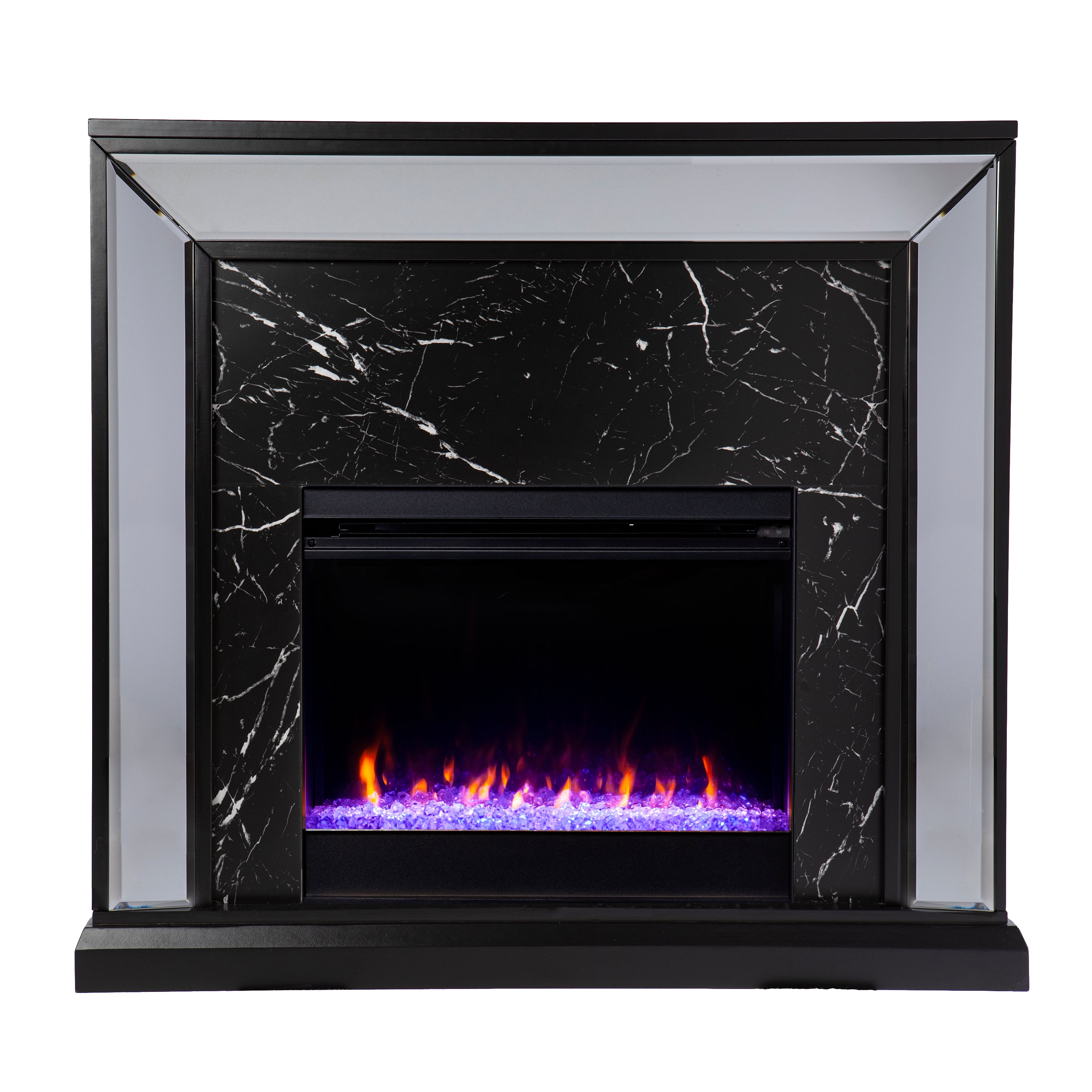 SEI Furniture Trandling Mirrored Faux Marble Electric Fireplace - Thumbnail 3
