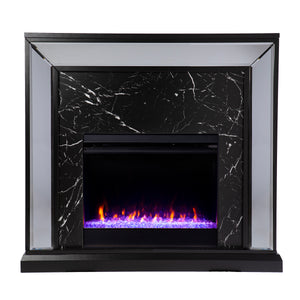 Sei Furniture Trandling Mirrored Faux Marble Color Changing Fireplace Fc1137859