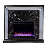 Trandling Mirrored Faux Marble Color Changing Fireplace