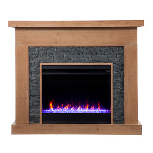 Sei Furniture Standlon Color Changing Fireplace W Faux Stone Surround Fc1161859