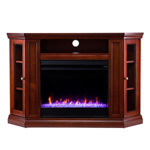 Sei Furniture Claremont Color Changing Convertible Fireplace Brown Mahogany Fc9316