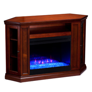 Sei Furniture Claremont Color Changing Convertible Fireplace Brown Mahogany Fc9316
