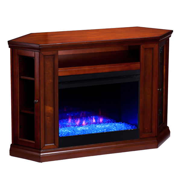 Sei Furniture Claremont Color Changing Convertible Fireplace Brown Mahogany Fc9316