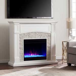 Sei Furniture Seneca Color Changing Media Fireplace White Fc9362