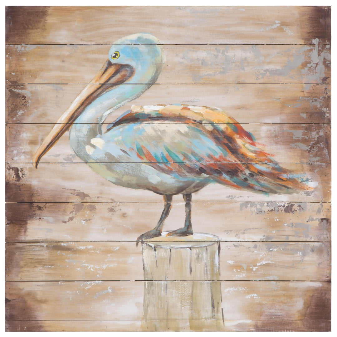 Rustic Hand-Painted Sea Bird Canvas Art - Thumbnail 2